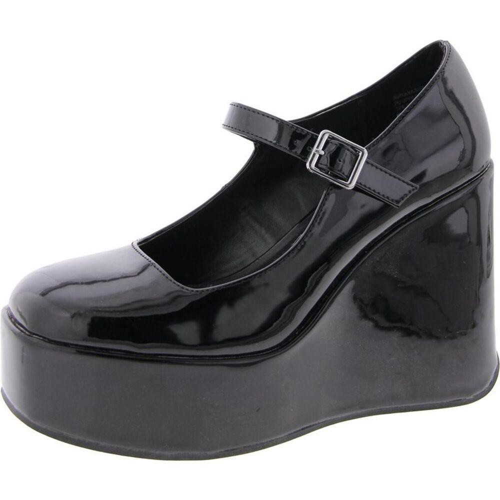 Steve Madden Womens Nirvana Black Patent Mary Jane Platform Heels Shoes NWT